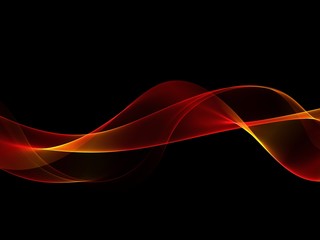 Abstract glow red and orange wave stripe on dark background