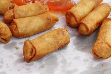 fried spring rolls traditional for appetizer food