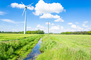 Fototapeta na wymiar Scenic landscape with wind turbine near Sassenberg in Westphalia, Germany