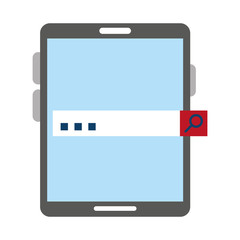 Tablet with password bar symbol