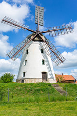 Fototapeta premium The historic dutch windmill in Wendhausen, Landkreis Helmstedt, Germany, built 1837