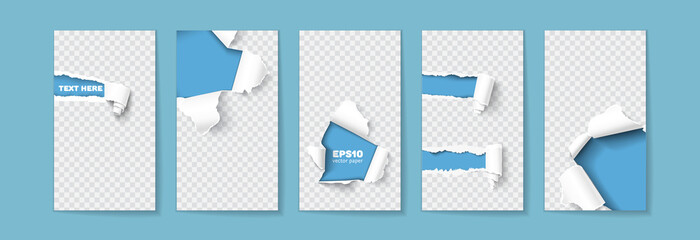 Social media story template vector set with space for text