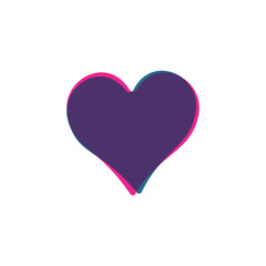 Vector Heart shape frame with brush painting