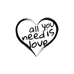 Vector Heart shape frame with brush painting