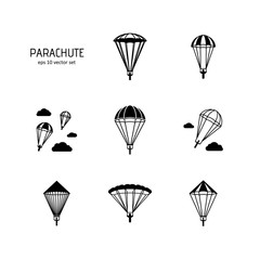 Parachute - vector icons set.