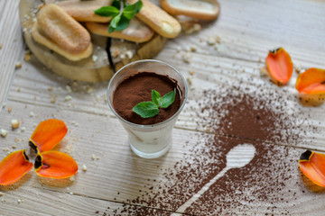  tiramisu dessert in a glass