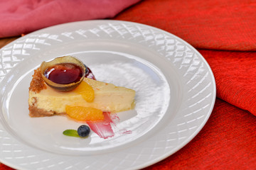 cake with cream and fruits