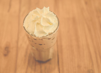 Iced coffee cup background atmosphere vintage