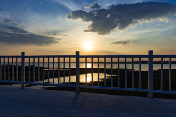Fototapeta na wymiar Long bridge in the evening light