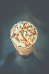 Iced coffee cup background atmosphere vintage