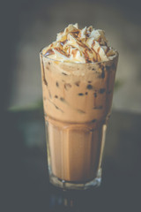 Iced coffee cup background atmosphere vintage