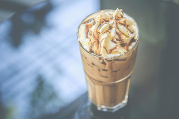Iced coffee cup background atmosphere vintage
