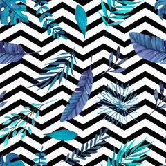 Tropical Pattern with a beautiful chevron background