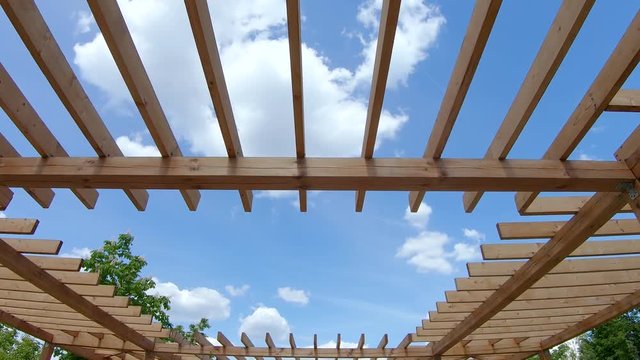 Wooden pergola in the park