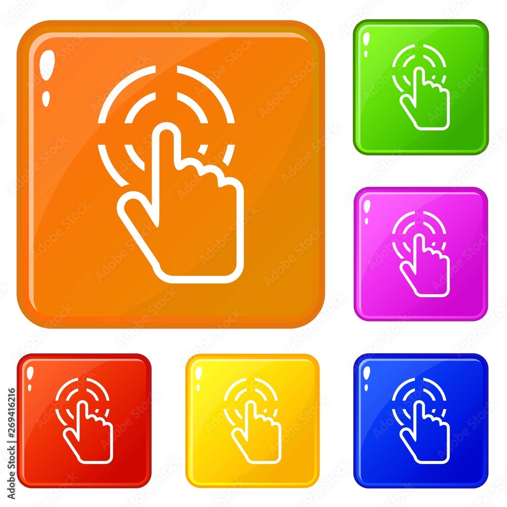 Poster click icons set collection vector 6 color isolated on white background