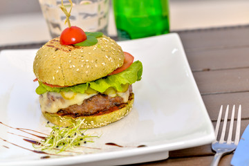 burger and french fries