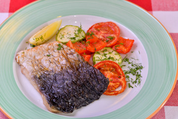 boiled fish with vegetable salad