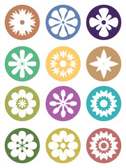 Flower in Circle Vector Icon Set