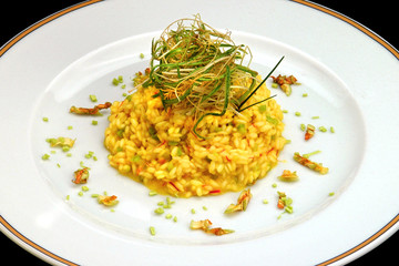 Italian food recipes, Risotto with zucchini flower and saffron