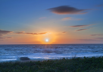 Fototapeta na wymiar Julianadorp sunset at Dutch coast. Northsea Netherlands