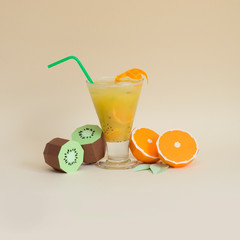 fresh drink with paper fruits