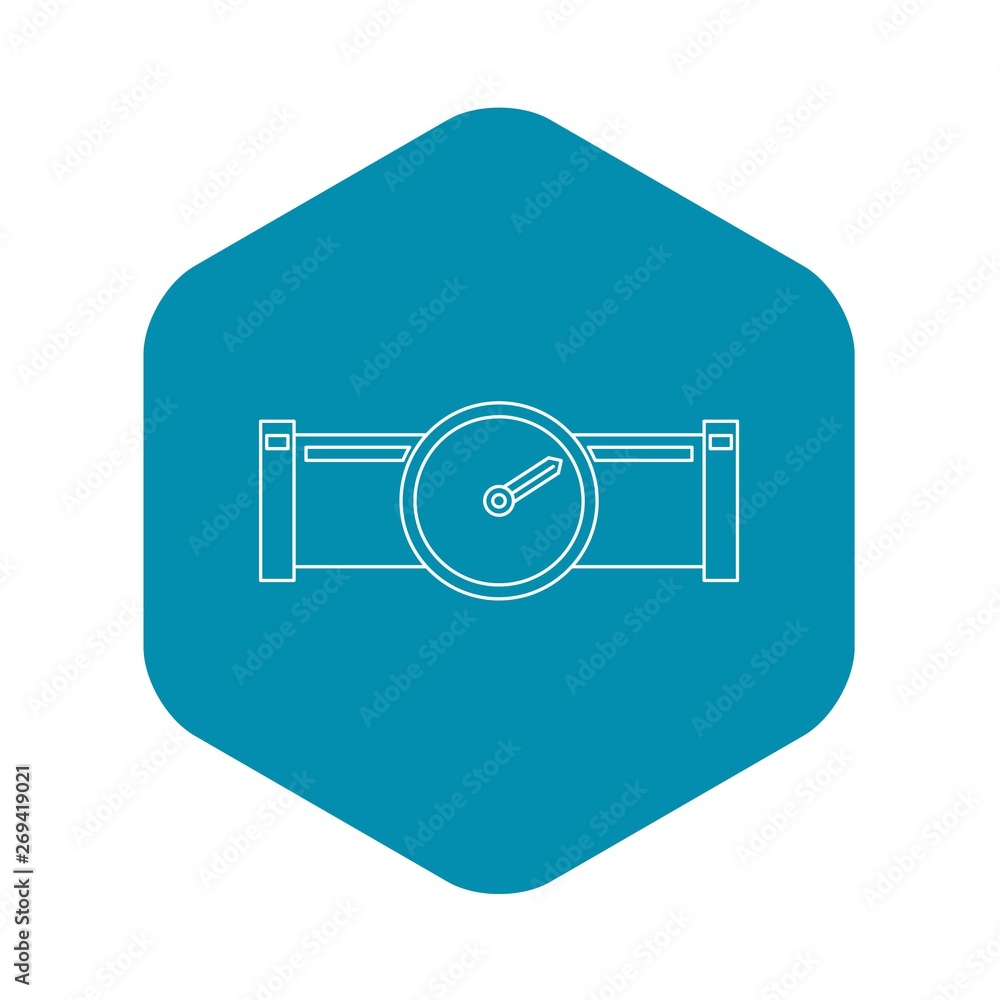 Poster pipe with water meter icon. outline illustration of pipe with water meter vector icon for web