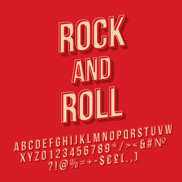 Rock and roll vintage 3d vector lettering