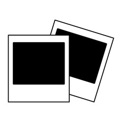 Landscape instant photo isolated cartoon in black and white