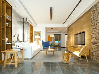 3d render modern living room