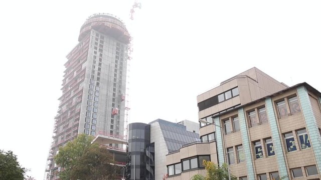 Urban Architecture with High Rise Tower Under Constrcution