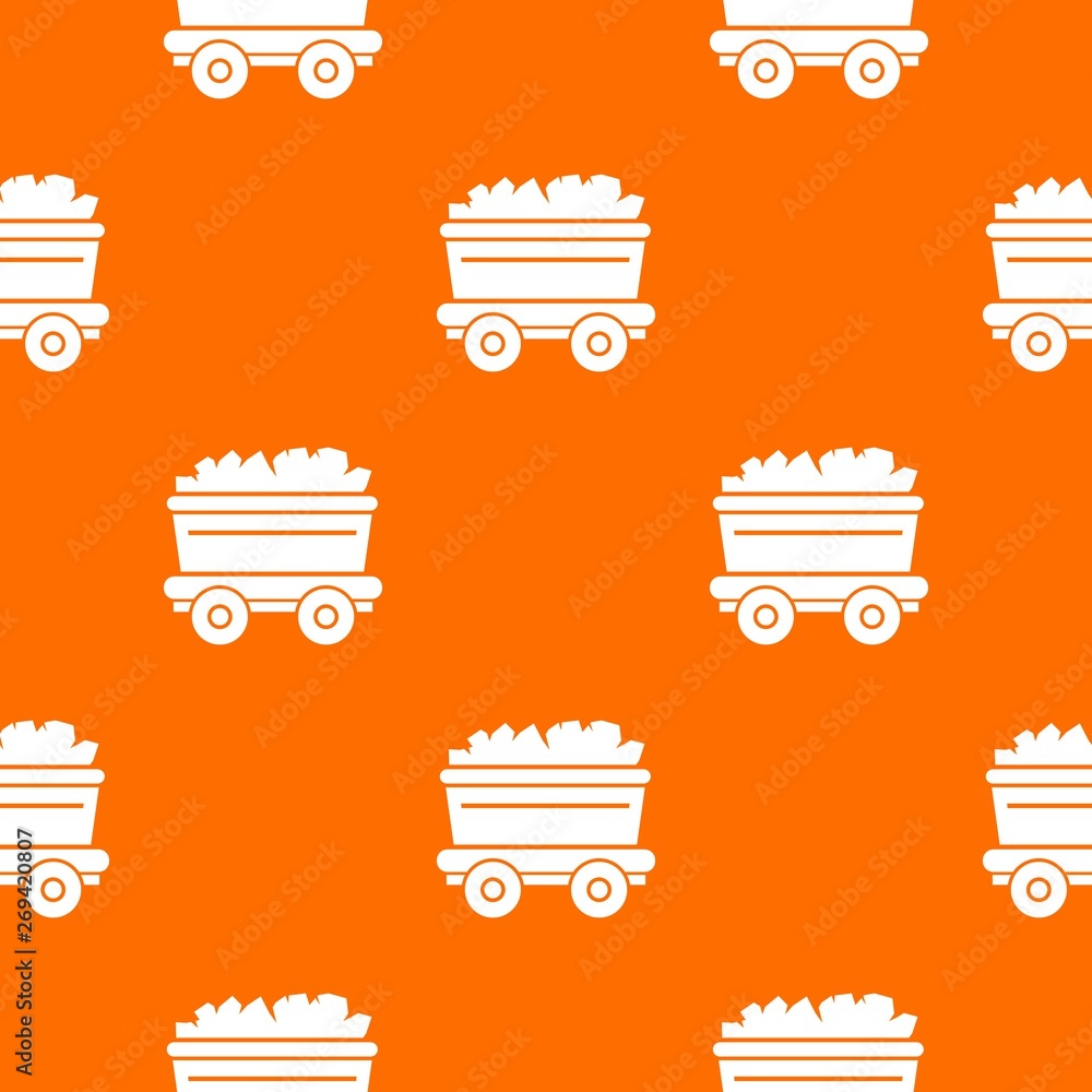 Poster mine cart pattern vector orange for any web design best