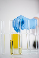 Experimental titration of the CBD oil in a glass tube