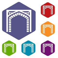 Naklejka premium Gate icons vector colorful hexahedron set collection isolated on white
