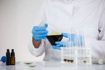 Experimental titration of the CBD oil in a glass bowl