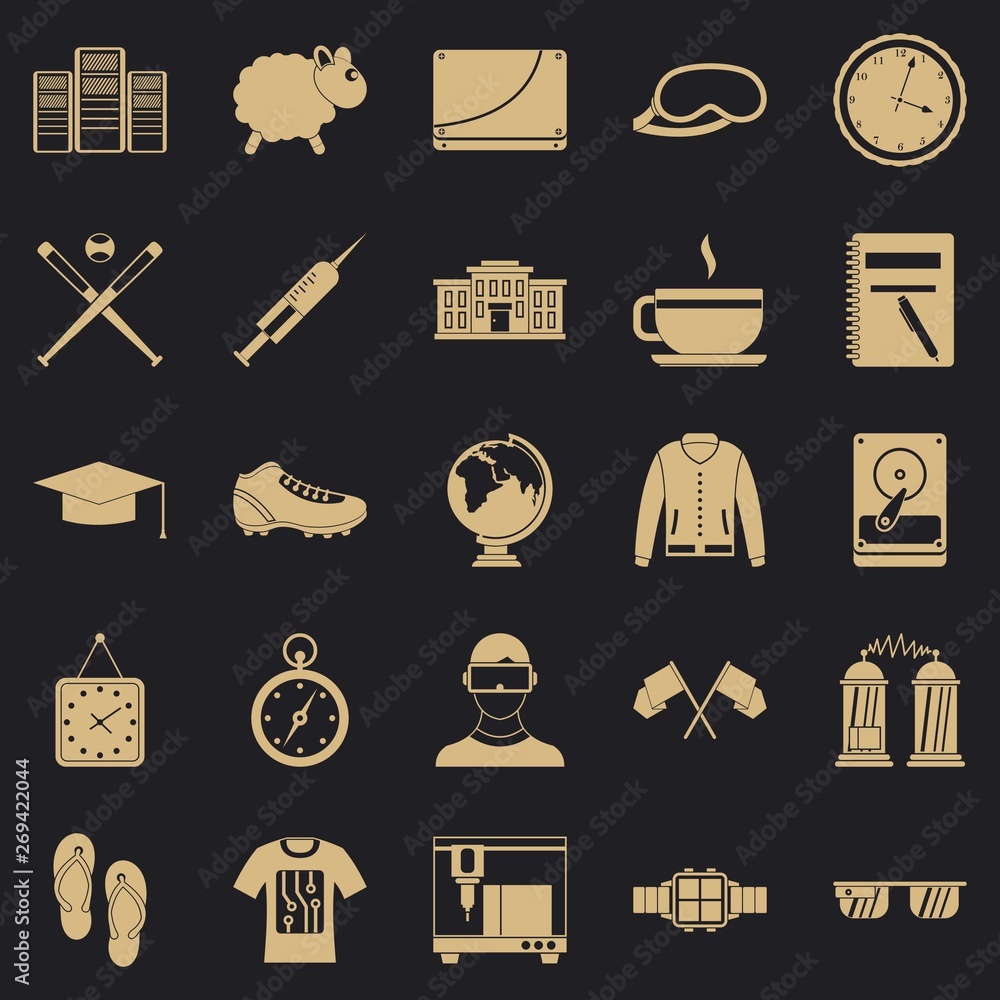 Poster waste of time icons set. simple set of 25 waste of time vector icons for web for any design