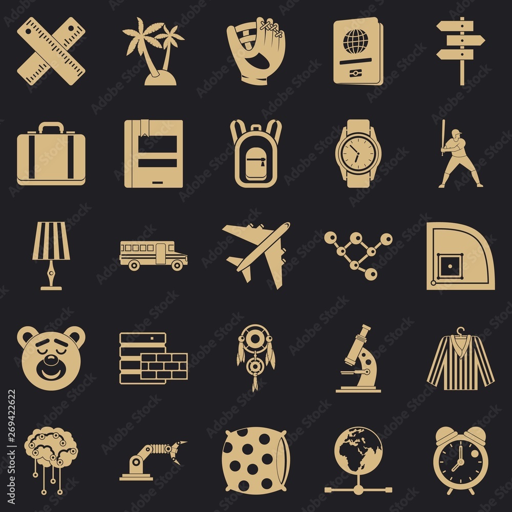 Poster time to fly icons set. simple set of 25 time to fly vector icons for web for any design