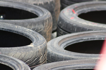 Old tire stack at race track
