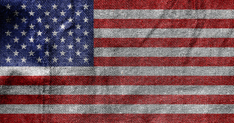 USA flag against a background of fabric texture, Happy Independence Day