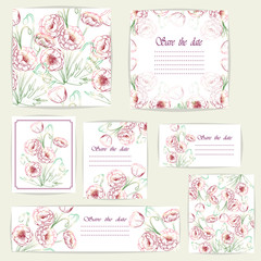 Set backgrounds with flowers Poppy. Vector illustration, EPS 10