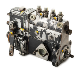Diesel fuel injection pump isolated on white.