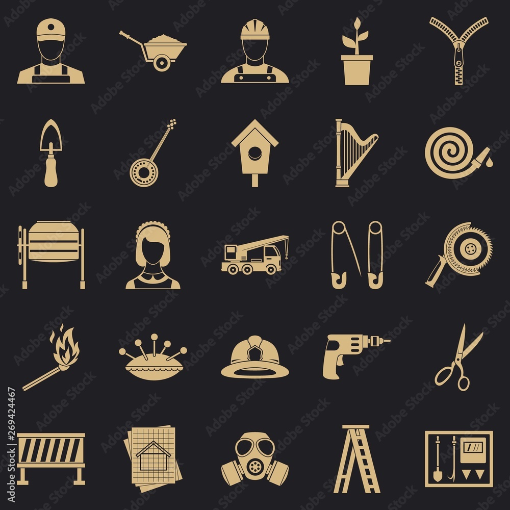 Poster engineering machine icons set. simple set of 25 engineering machine vector icons for web for any des