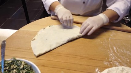 Gozleme, a Turkish pastry  in step 4 is folded over.