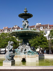 Obraz premium Central square in Lisbon. Portugal in the summer. 