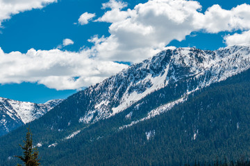 Obraz premium View of snow mountains at summer in British Columbia, Canada.