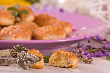 Puff pastries with custrad cream. 
