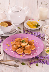 Puff pastries with custrad cream. 