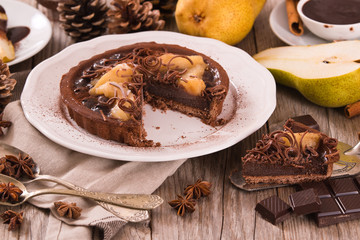 Pear and Chocolate Tart. 