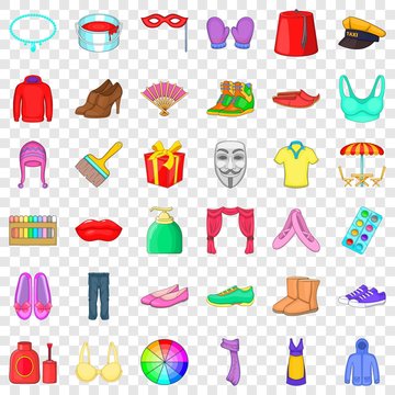 Ornament icons set. Cartoon style of 36 ornament vector icons for web for any design