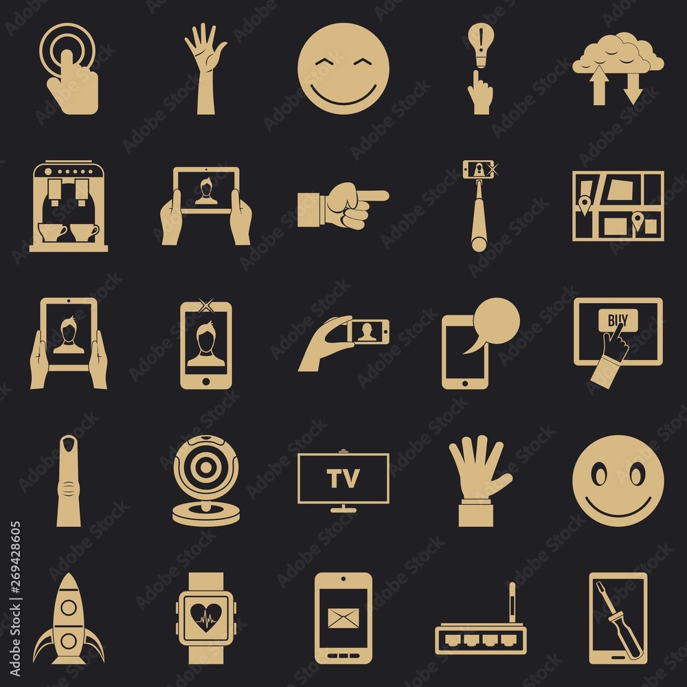 Poster touch screen icons set. simple set of 25 touch screen vector icons for web for any design