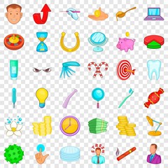 Toothpaste icons set. Cartoon style of 36 toothpaste vector icons for web for any design